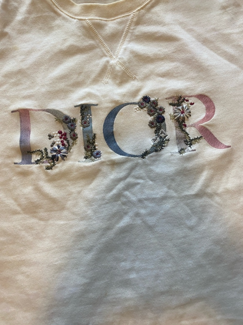 DIOR white embroidered floral logo t-shirt - Picture 3 of 4
